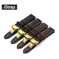 18mm 19mm 20mm 21mm 22mm 24mm Genuine Leather Watch Band Strap with Yellow gold butterfly buckle