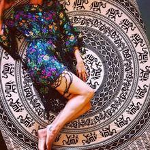 2016 Summer Beach Towel black elephant Printed Beach Pareos Women Round Beach Towels Chiffon Cover Ups Hawaiian Sunscreen Shawl