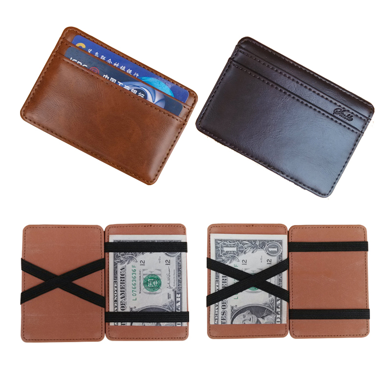 Image of 2016 New arrival High quality leather magic wallets Fashion men money clips card purse 2 colors