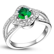 Big Sapphire Rings for Women Fashion CZ Diamond Wedding 925 Silver Jewelry Red Green Crystal Anel