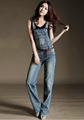 2016 Top Fashion Sexy Rushed Regular Bleached Vintage Spliced Button Grinding Washed Bodycon overalls Blue Women