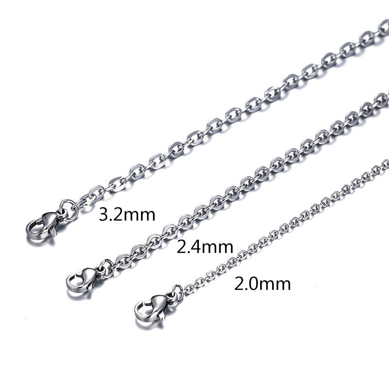 Image of (2MM-3.2MM) 50CM New Fashion Silver Stainless steel Chains Necklace For Women men Jewelry H0275