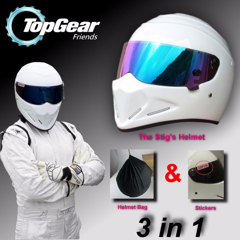 For Topgear The STIG Helmet TG Fans\'s Collectable SIMPSON Sticker For Gifts White Motorcycle Helmet Who is the stig