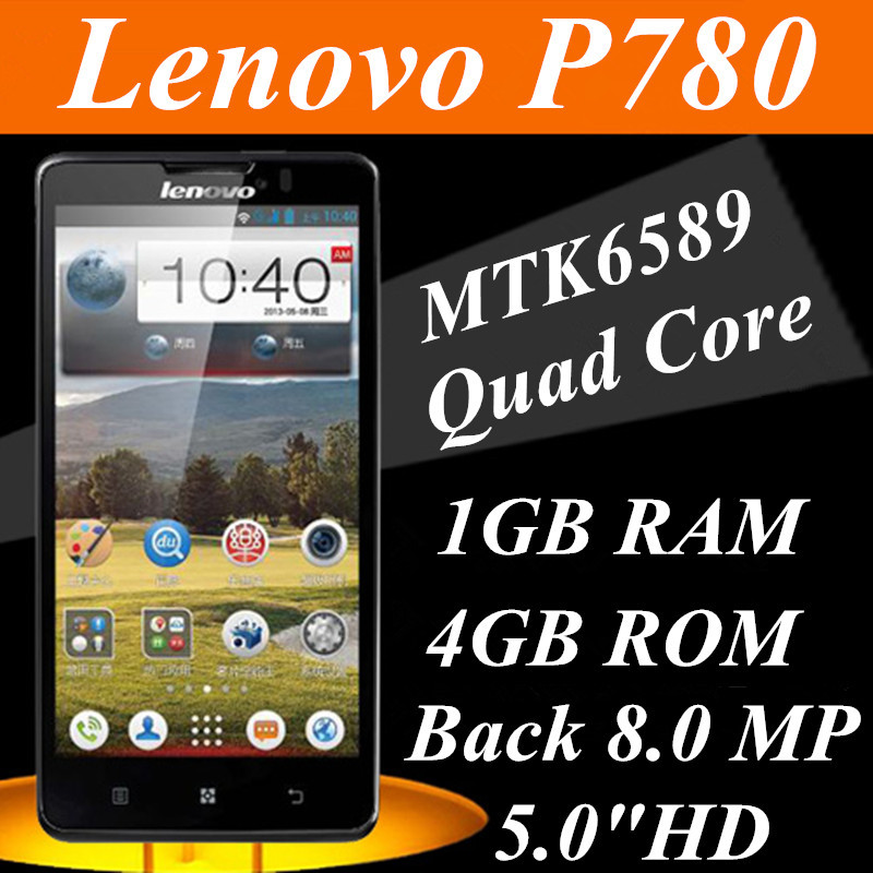 Original Lenovo P780 Cell Phones MTK6589 Quad Core 5 0 Android 1280x720 Glass Screen 1GB RAM