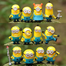 12Pcs/lot 2015 Minions Despicable Me 2 Action Figures Toys 3D glasses Minion dolls toy Decoration Brinquedos Christmas Gift