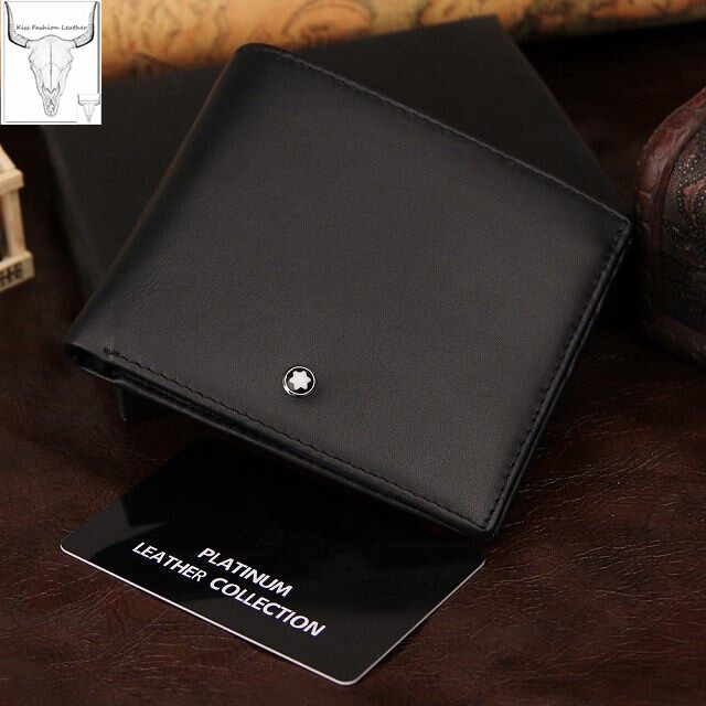 Drop shipping Classic Styles men s luxurious Genuine Leather Wallet Pure Black Wallet Free Shipping