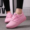 Casual Shoes Women Pink 2016 New Fashion Mesh Breathable Sport Shoes Lace Up Sneakers Basket Flat