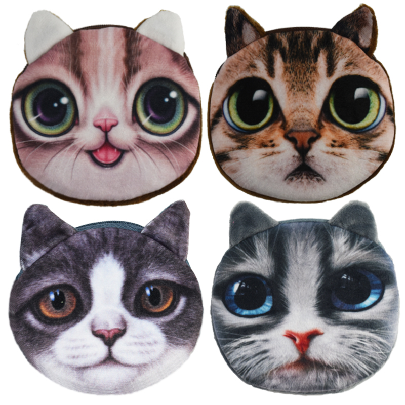 Image of 2016 Promotion Oval Zipper Coin Wallets 3D Animal Printing Children Money Bag Women Plush Coin Purses