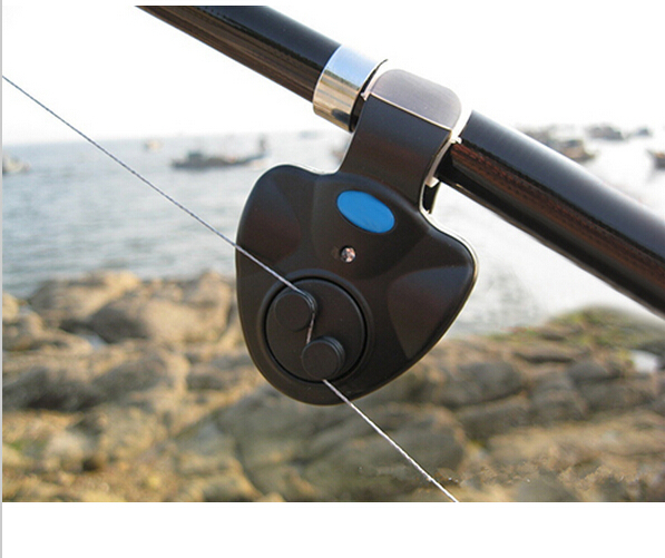 Black Electronic LED Light Fish Bite Sound Alarm Bell Clip On Fishing Rod