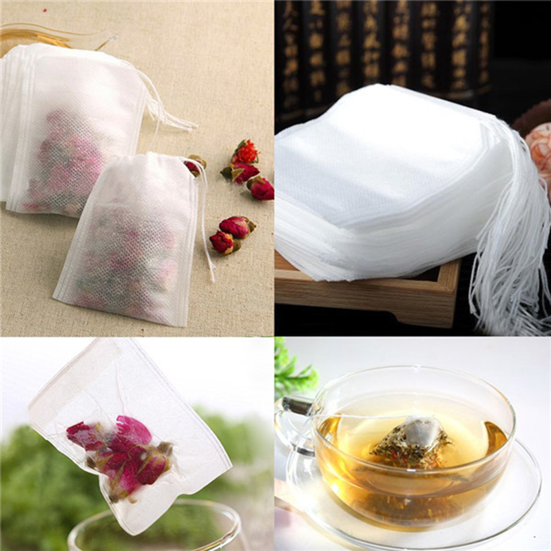 Azerin Teabags 100Pcs/Lot 5.5 x 6CM Empty Tea Bags With String Heal Seal Filter Paper for Herb Loose