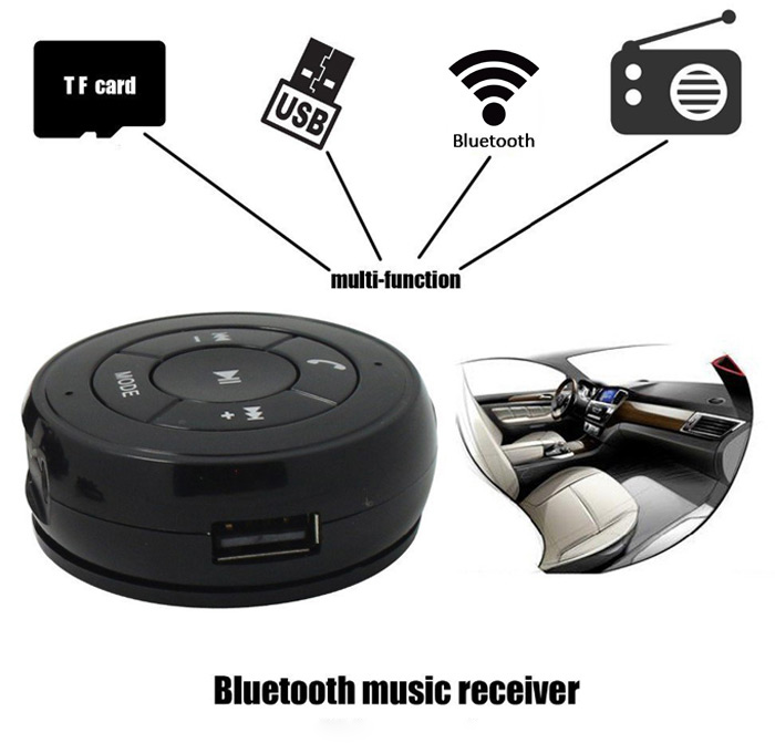 PT - 750 Aux Car Wireless Bluetooth Hands Free Phone Music Receiver Adapter with FM TF USB Disk Function