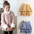 2016 Winter Fur Collar Laciness Girls Child Plus Velvet Thickening Wadded Cotton Padded Jacket