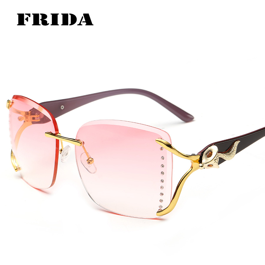 FRIDA 2016 Women Crystal cutting Rimless sunglasses Brand ...