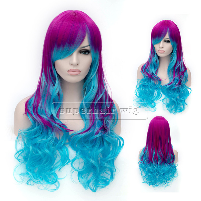 Colorful Cheap Wig beautiful charming cosplay wig Long body wavy ombre