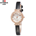 2016 High Quality Fashion Lady Leather Wristwatches Rhinestone Luxury Quartz Watch Women Logo Watch Vintage Casual