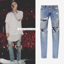 Mens Jumpsuit Designer RedLine Rock Star Justin Bieber Kanye West Skinny Ripped Denim Designer Jeans High Quality Fear Of God