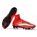 Newest sufei mens superfly V football shoes AG high ankle crismson soccer boots outdoor sock cleats