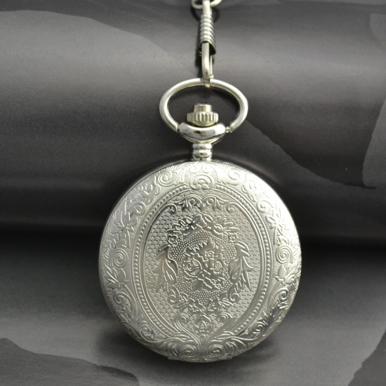 classic vintage retro style silver white face dial man men pocket watch with chain wholesale buyer
