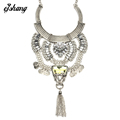 Gros Collier Femme 2016Necklaces Pendants Flower Gold Silver Tassel Coin Collares Colgantes Mujer Sherlock Moda Accesorioes
