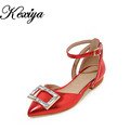2016 Fashion Summer Pointed Toe women shoes big size 31 47 sweet Rhinestone decoration Buckle Strap