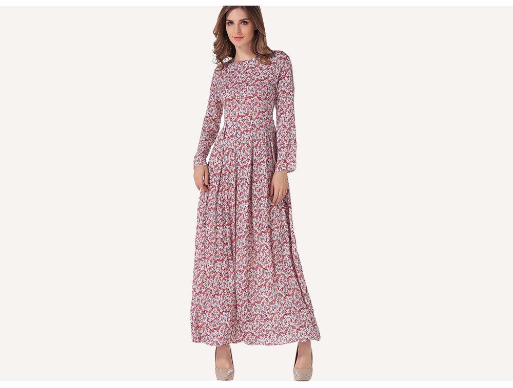 VESTLINDA Floral Print Maxi Dress Women Long Dresses Draped Ankle Length Robe Femme Vestidos Long Sleeve Spring Vintage Dress 10