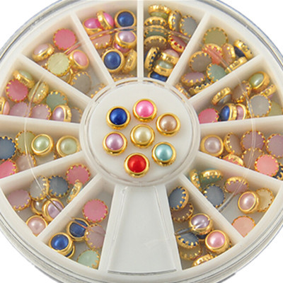 Image of 2016 New Arrive Fashion Colorized Rhinestones For Nails Gold Alloy Nail Art Glitter Studs Stickers Decoration NA430