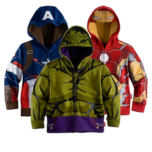 2016 Fashion And High Quality Boys Kids The Avengers Coustome Hoodie Jacket 90-125cm For Winter/Fall/Spring,With 3D Printed