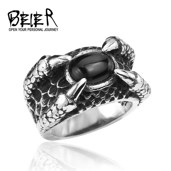 High Qiuality Heavy Metal Dragon Claw Ring CZ zircon Exaggerated Personality Jewelry BR8 018