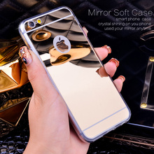 Gold Luxury Bling Mirror Case For Iphone 6 6S Plus 5.5 Clear TPU Edge Ultra Slim Flexible Soft Cover For Iphone6 6S 4.7inch