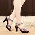 Fashion Genuine Leather Sandals 2017 New High Heel Summer Shoes Gladiator Open Toe Platform Sandals plus