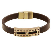 Vintage Retro Pulseira Homens Masculina Couro Male Cool Leather Multi Cross Bracelet Biker Mens Steampunk Leather Jewellery