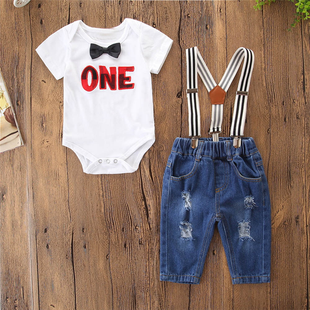 baby boys gentleman solid romper suspenders strap pants set
