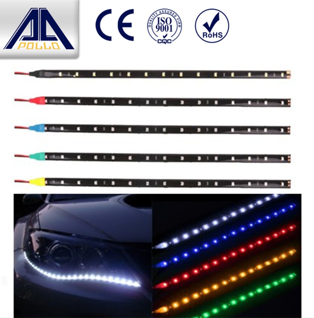 Car Styling auto waterproof decorative flexible LED strip light 30cm12V 15smd led car DRL high power
