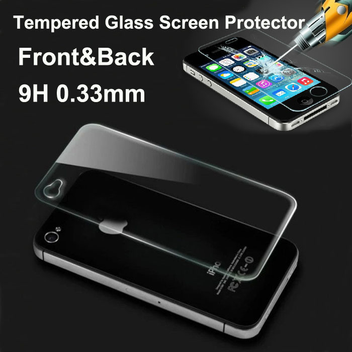 Image of 2014 NEW 0.33mm Front and Back Premium Tempered Glass Screen Protector Protective Film for iPhone 4 4s Free Shipping