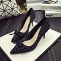 Hot sale New Design Grid Style Women Shoes Thin High Heels Pointed Sexy Women Pumps Party