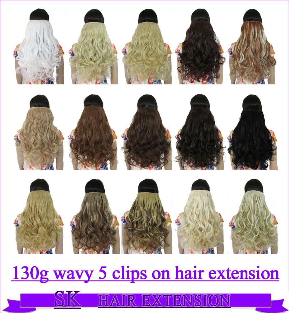 24 (60cm) 130g body wave hair piece no shiny hot resistant fiber clip in hair extensions 30 colors a