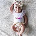 Baby kids summer fashion 3 pieces sets kids lace floral suit