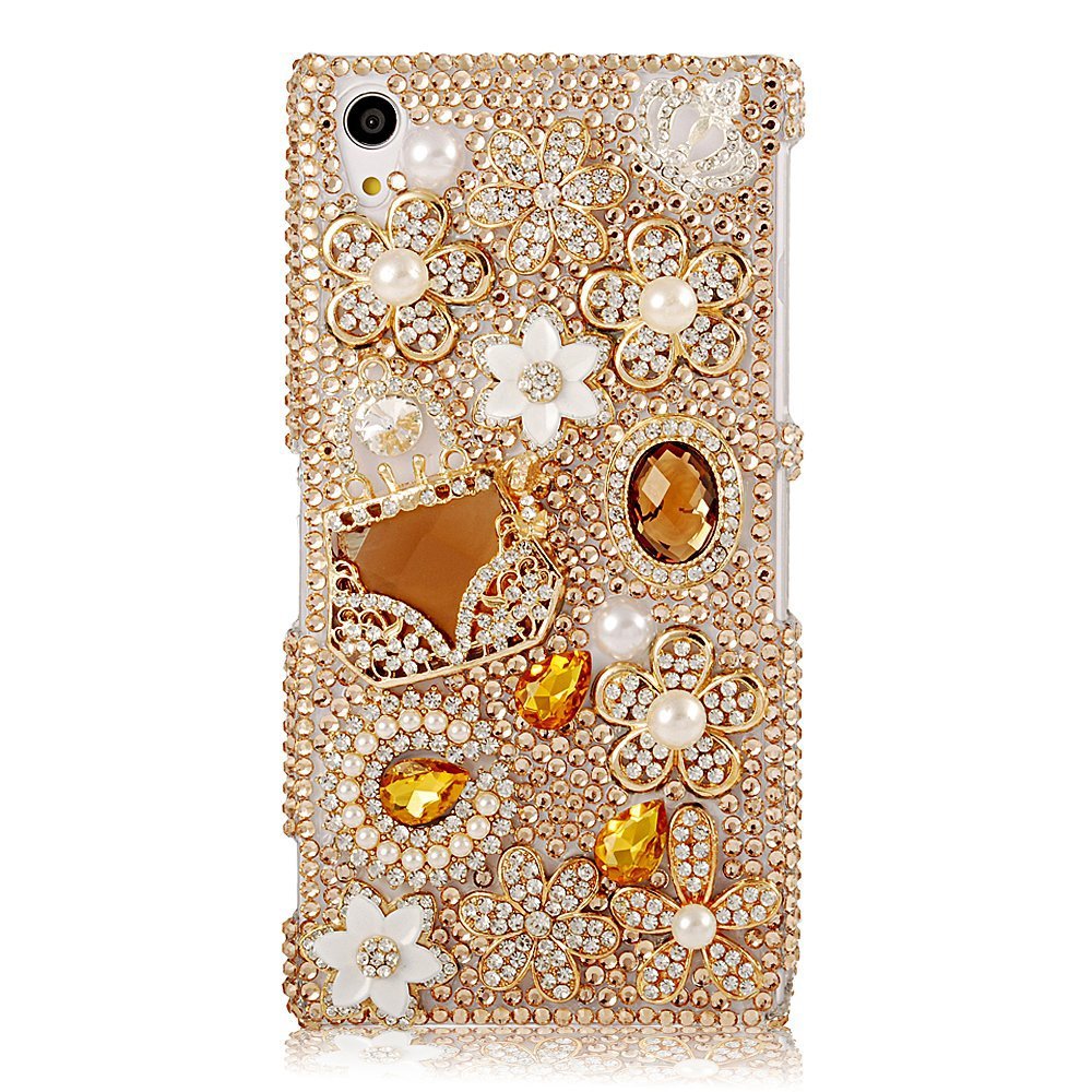 bling gold flower rhinestone fashion bag cover for sony xperia z5 z4 bling gold flower rhinestone fashion bag cover for sony xperia z5 z4