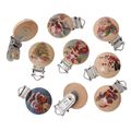 5pcs lot Christmas Metal Wooden Baby Pacifier Clips Cartoon Animals Holders Cute Infant Soother Clasps Holders