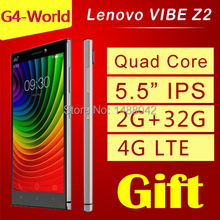 Original Lenovo VIBE Z2 4G Cellphones Android 4.4 Quad Core 1.2GHz 5.5inch IPS 1280×720 Screen 3000mAh NFC FDD 2GB RAM 32GB ROM