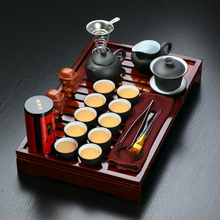 Drinkware Yixing purple sandtea set kung fu for tea ceremony solid wood tea tray tea pot