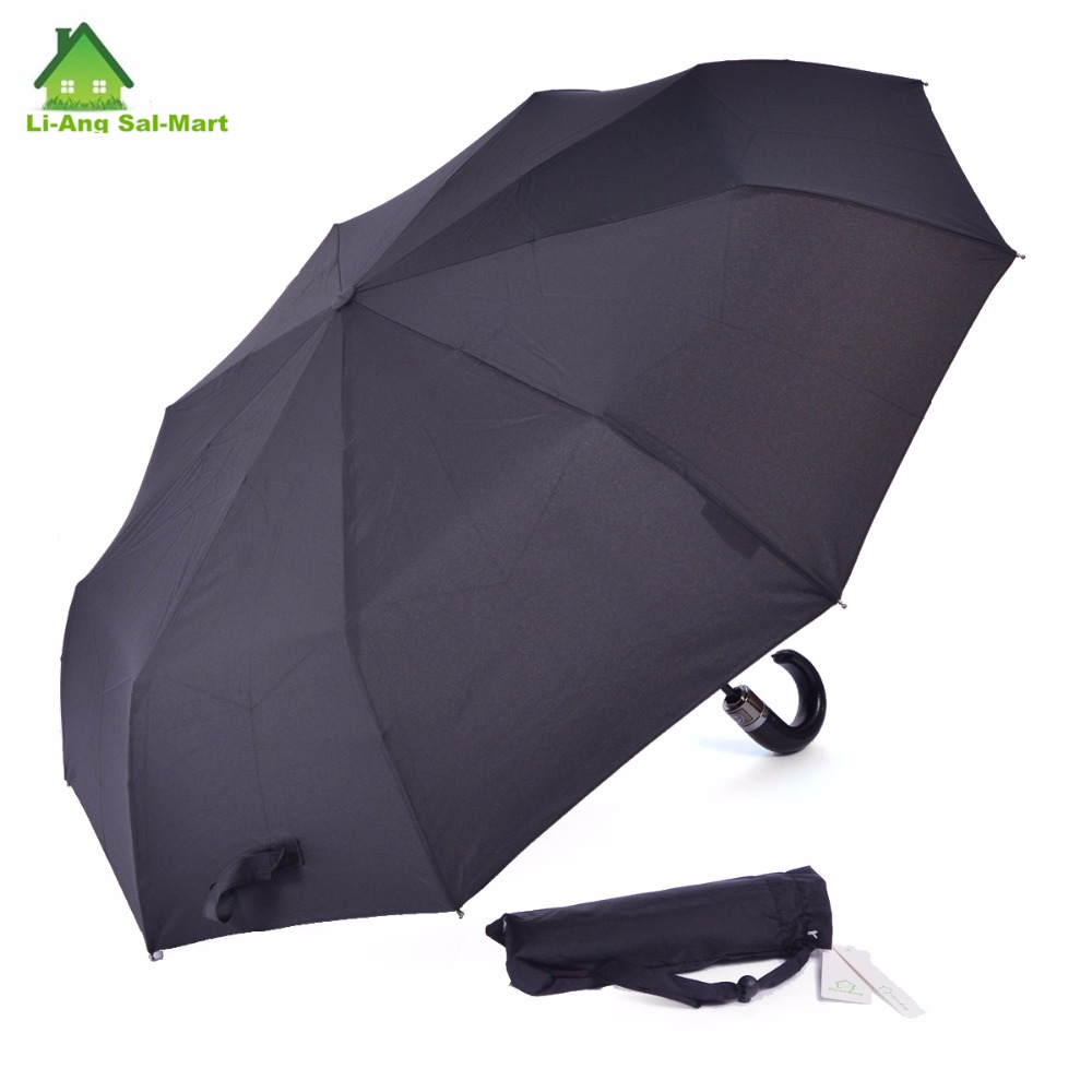 Китайский известный бренд изогнутой ручкой зонты продажа негабаритных автоматическая 3 раза мужской ветрозащитный черный дождь зонтик paraguas