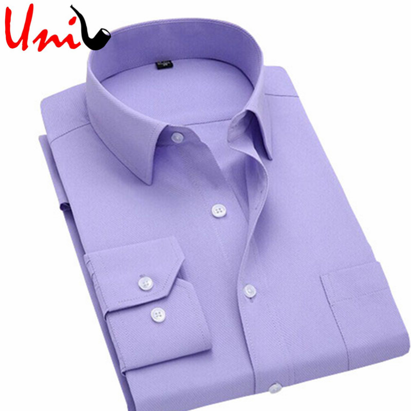 Image of 5XL 2016 New Men Shirt Business Casual Long Sleeve Solid Color Mens Dress Shirts Male Slim Fit Shirt Camisa hombre vestir YN045