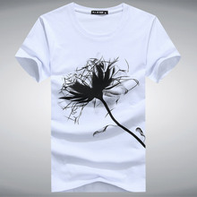 Summer Men T-shirt Cotton O-neck Sport Casual Elastic Male Shirt Print Short Sleeve Man Tops Tee Clothing Plus Size =S-5XL