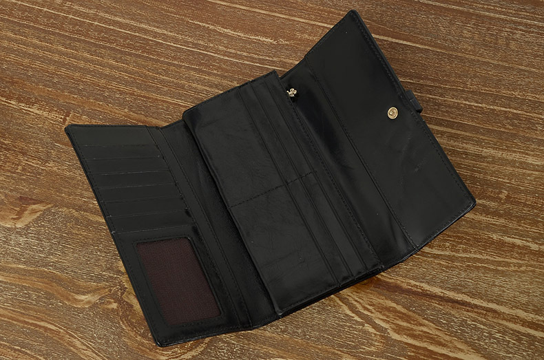 Imported Grain Leather Korea Style Burnished Leather Women's Long