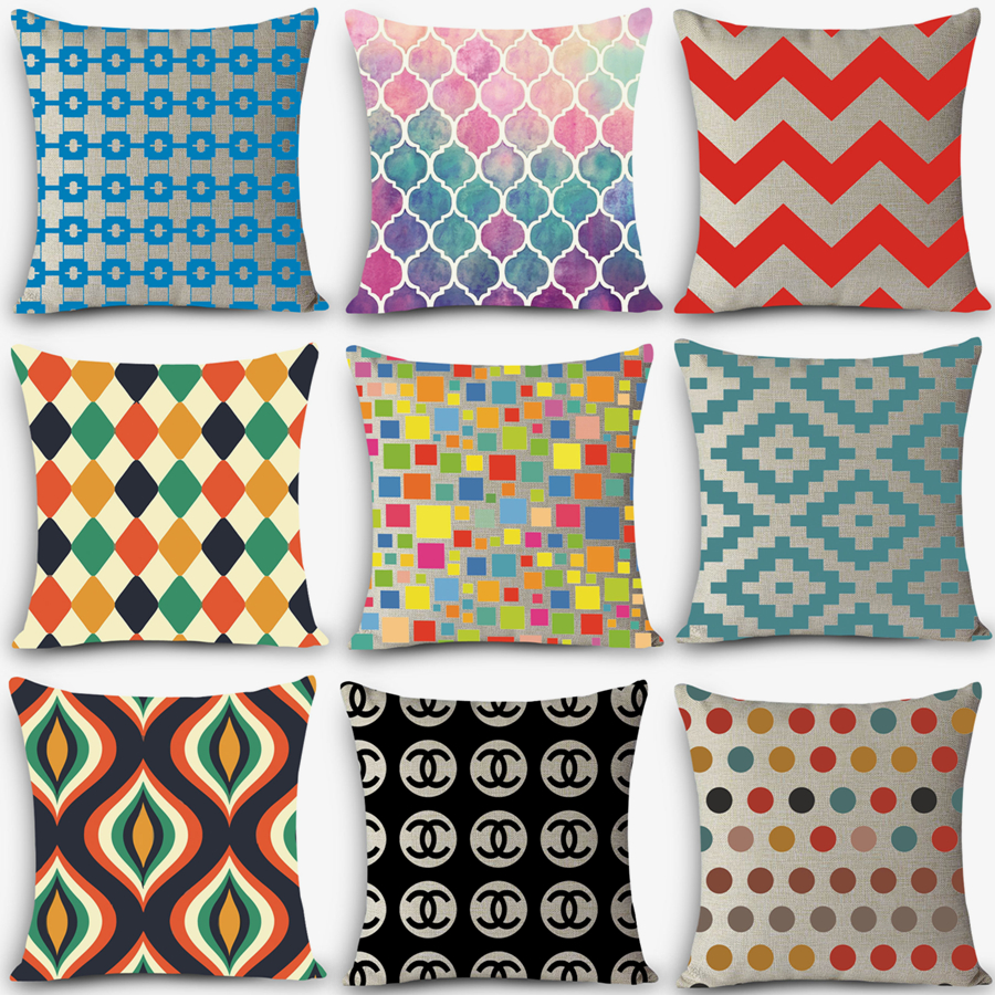 Hot sale home deco pillows geometric Print Home Decorative Cushion Throw Pillow 18