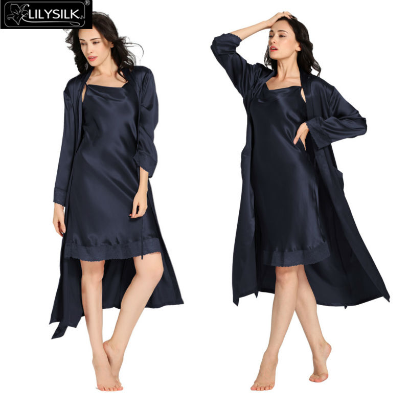 1000-navy-blue-22-momme-lace-long-silk-nightgown--dressing-gown-set