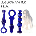 Blue Glass Anal Plug Arrow Shape With Pull Ring Sex Toys For Couples Adult Products For