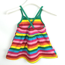 Kids Girl Dress Children Rainbow Striped Cotton Dresses Cross Halter Dress Grils Baby Clothes