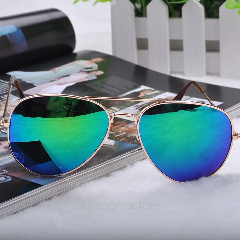 Fashion Cool Sunglasses Goggle Aviator Metal Sunglasses Eyewear Bat Mirror UV Protection Sun Glasses 6